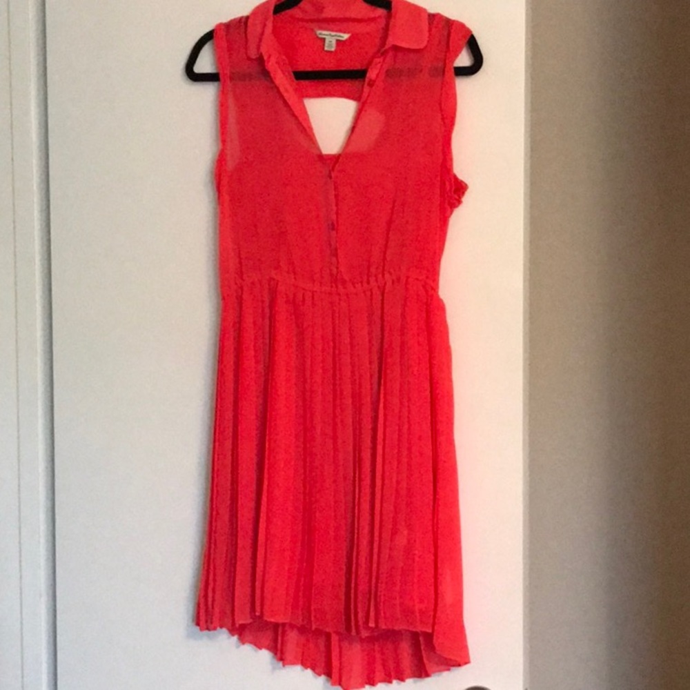 Coral American eagle pleated dress